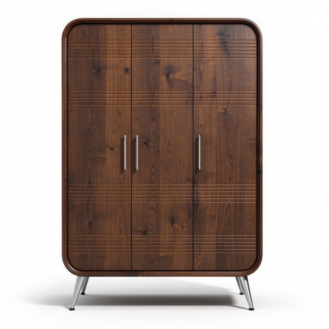 Wooden cabinet with four doors and metal legs 180 x 120 x 50cm