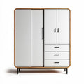 Modern wooden storage cabinet with sleek white finish and black accents 180 x 120 x 40cm