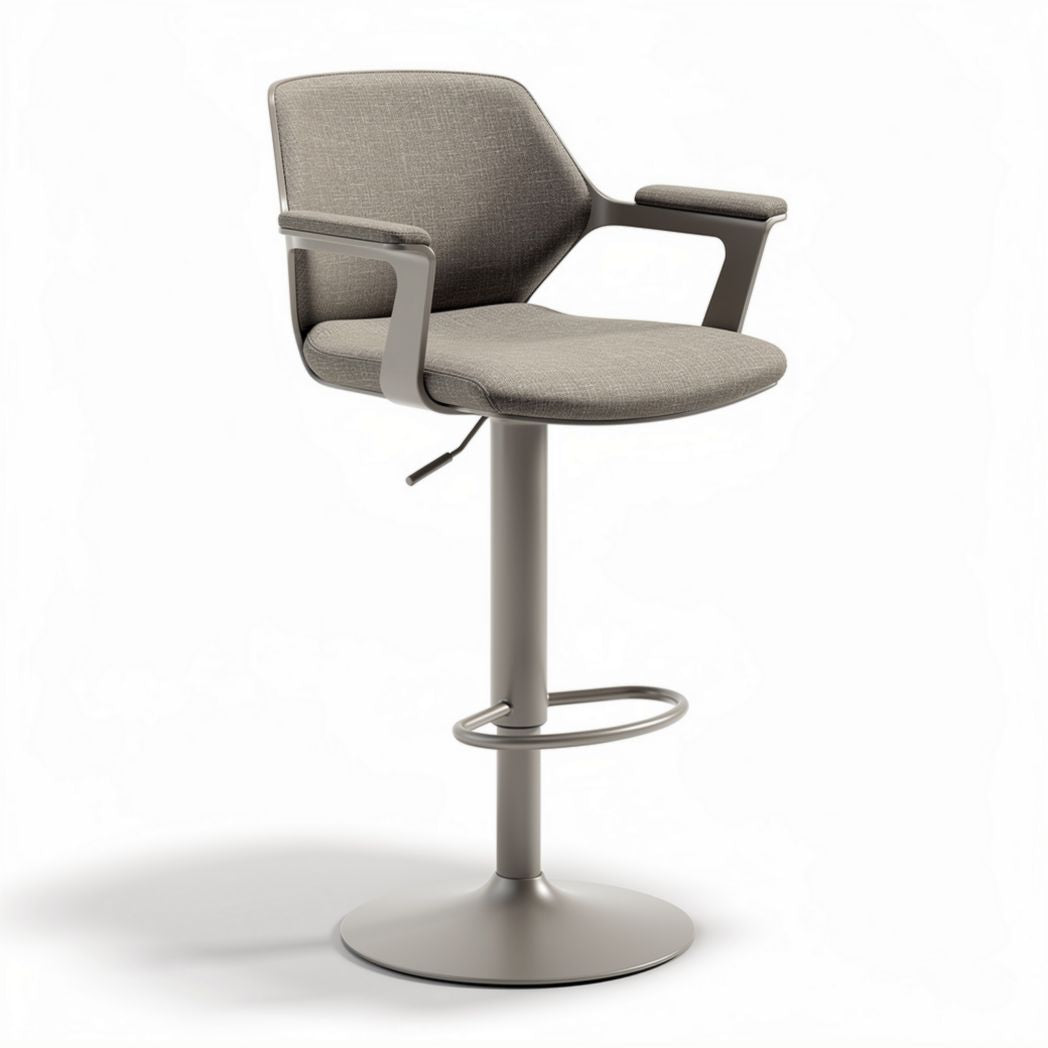Swivel bar stool with adjustable height and fabric seat in gray 45 x 45 x 100cm