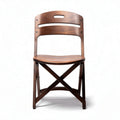 Folding chair in solid wood with a dark brown finish suitable for dining or events