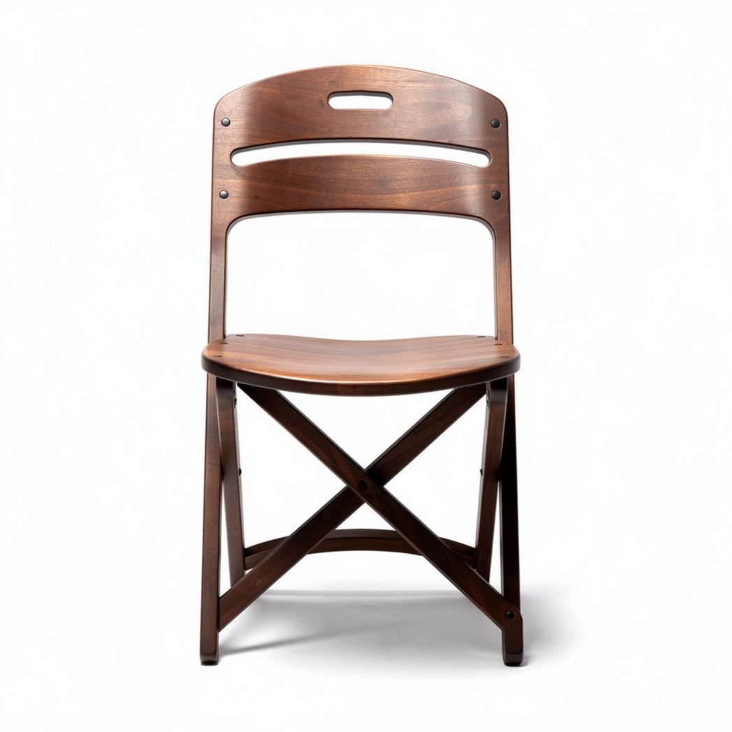 Folding chair in solid wood with a dark brown finish suitable for dining or events