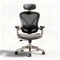 Mesh ergonomic office chair with adjustable headrest and lumbar support