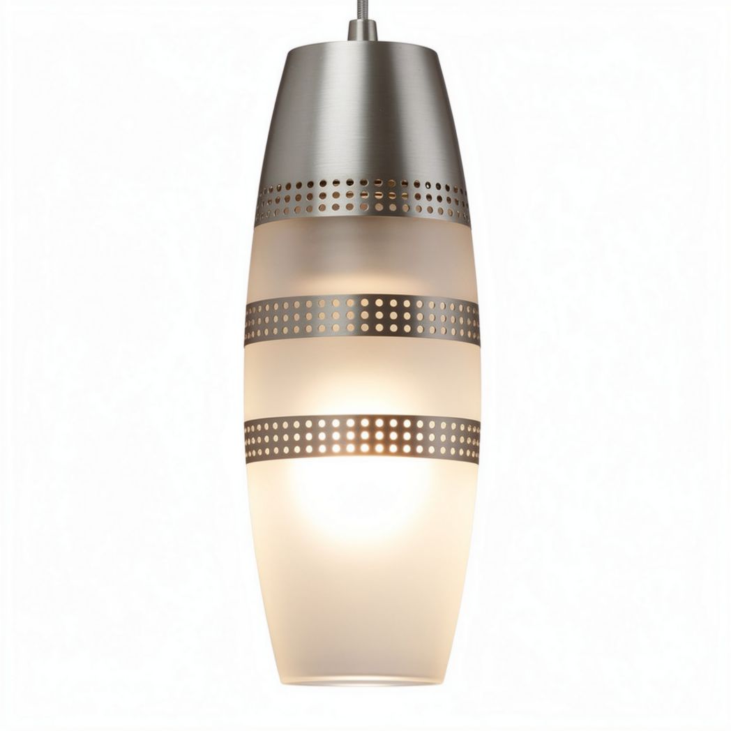 Modern pendant light fixture with frosted glass and brushed nickel finish 20 x 10 x 10cm