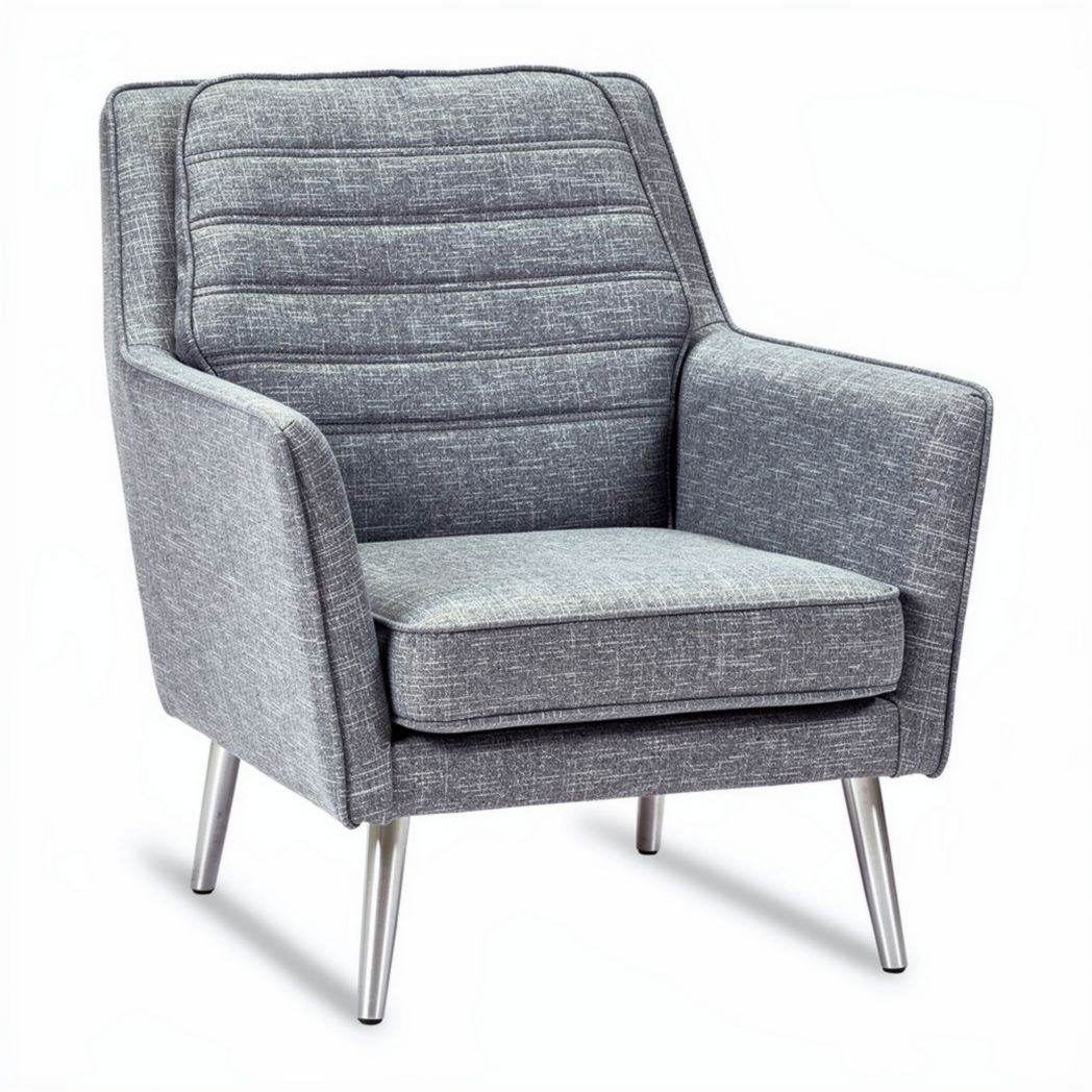 Accent chair in grey fabric with metal legs 70 x 80 x 85cm