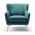 Teal upholstered armchair with stainless steel legs 70 x 80 x 85cm