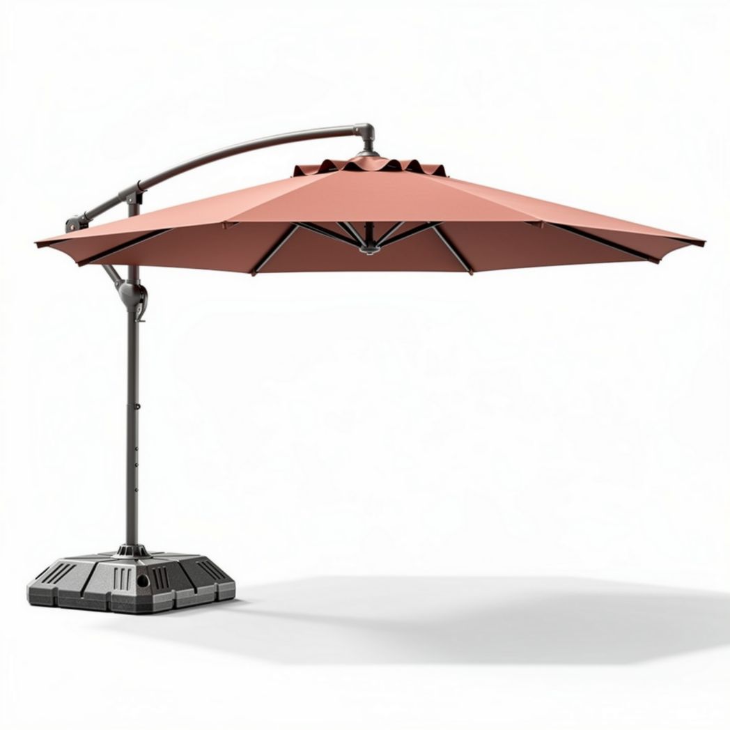 Outdoor patio umbrella with aluminum frame and canopy 300 x 300 x 250cm in terracotta