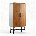 Wood and metal storage cabinet with two doors and legs 90 x 45 x 130cm